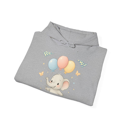 Cute Baby Elephant Hoodie with Balloons – Kids Animal Nursery Gift