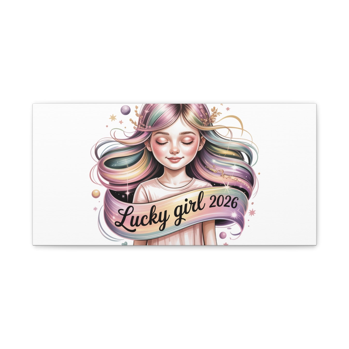 Lucky Girl 2026 Canvas Print | manifest luck, lucky charms