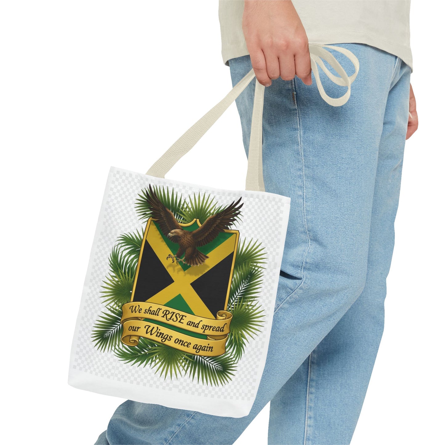 Jamaica Eagle Flag Tote Bag — "We shall RISE and spread our Wings once again" Canvas Shopper