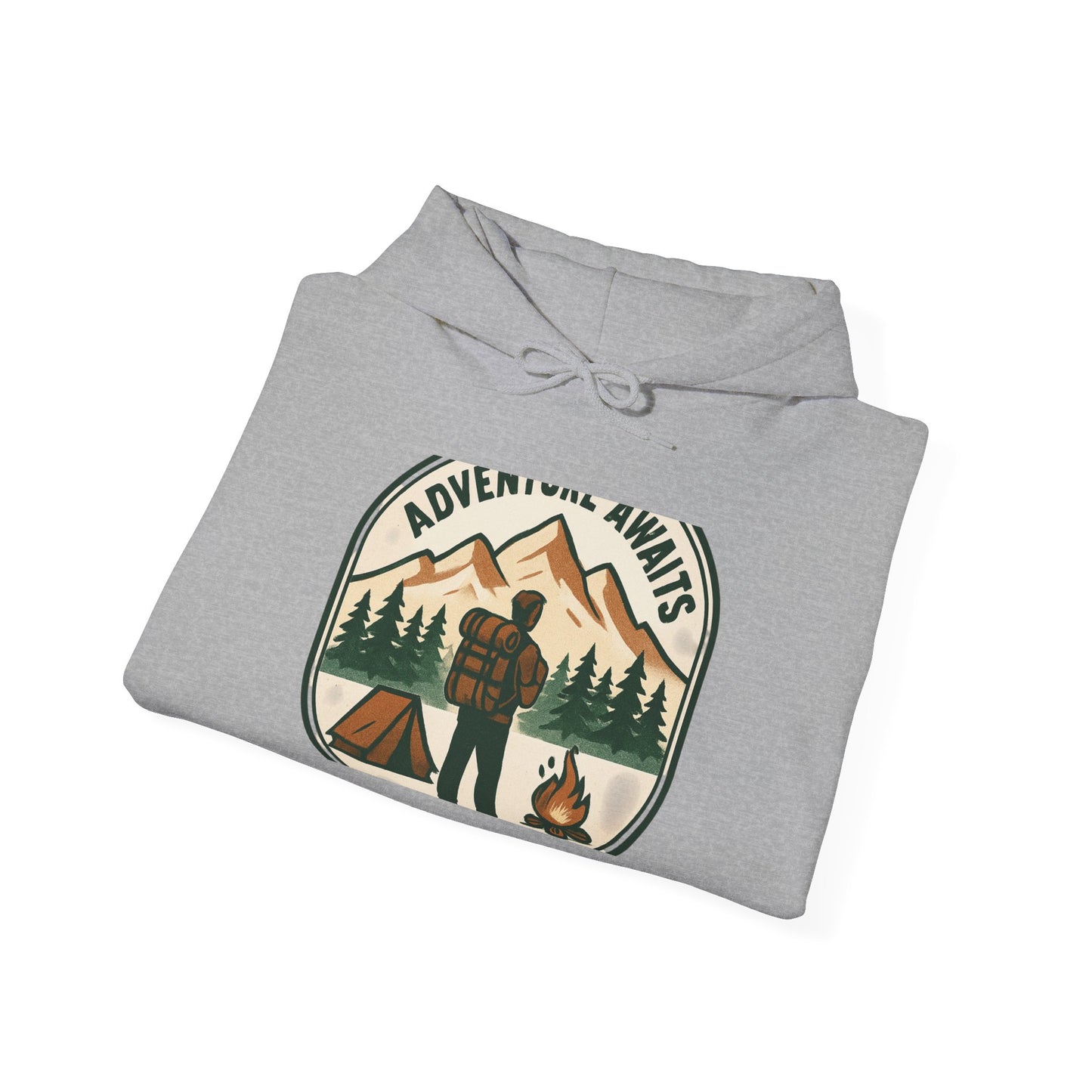 Adventure Awaits Hoodie – Retro Camping Graphic Hooded Sweatshirt
