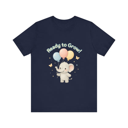 Ready to Grow Baby Tee — Cute Elephant with Balloons