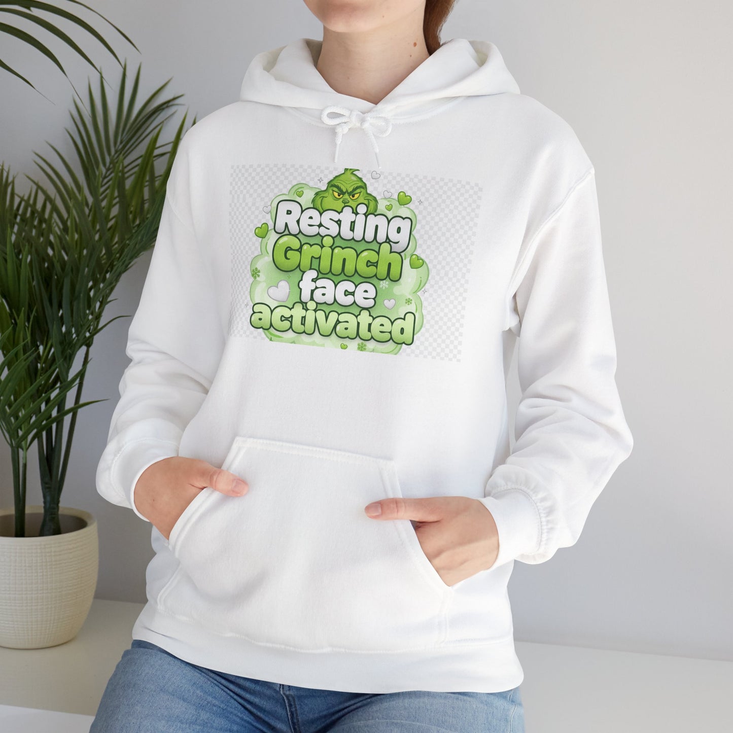 Resting Grinch Face Activated Hoodie – Funny Holiday Sweatshirt