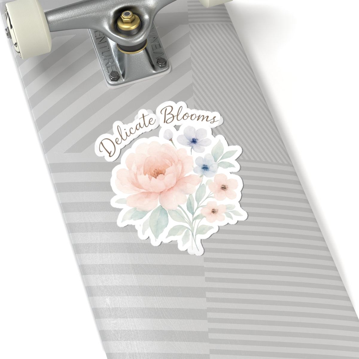 Delicate Blooms Floral Kiss-Cut Sticker — Pastel Peony Laptop Decal