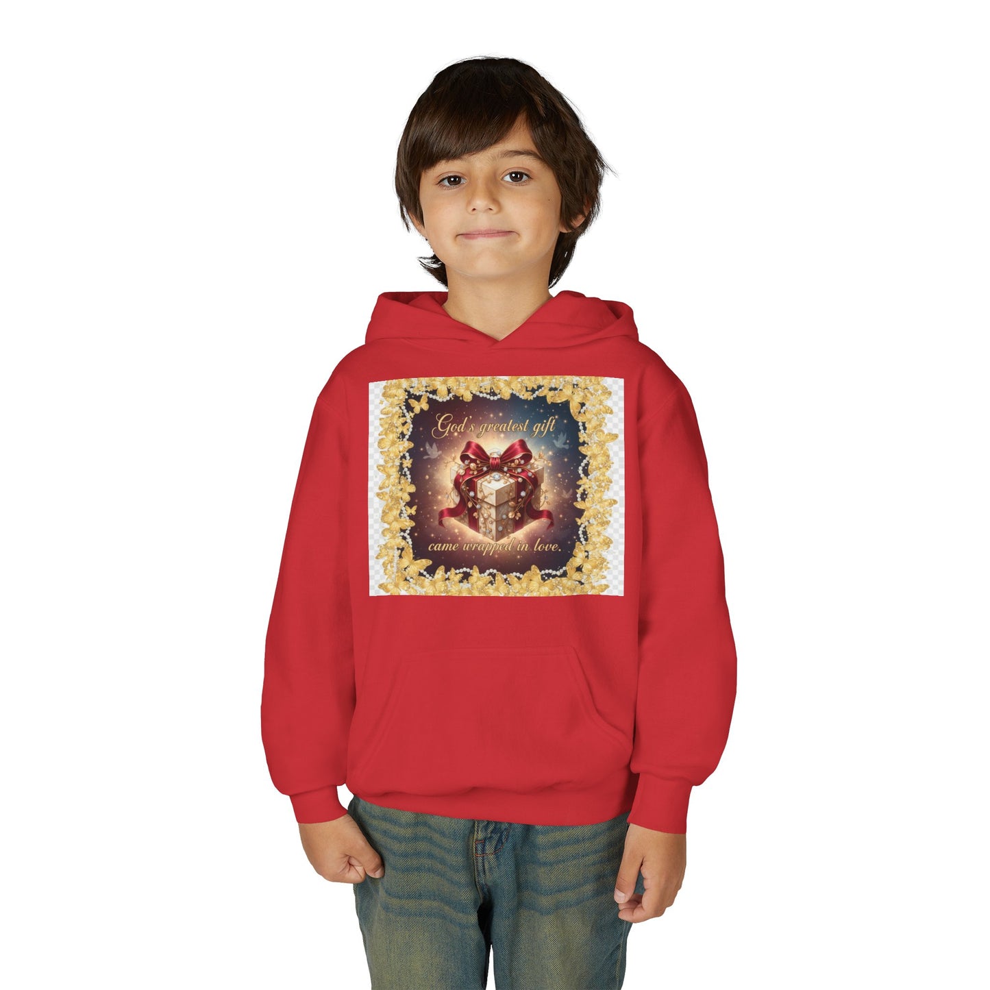 Christmas Gift Hoodie for Kids – "God Blessed Us" Present Design