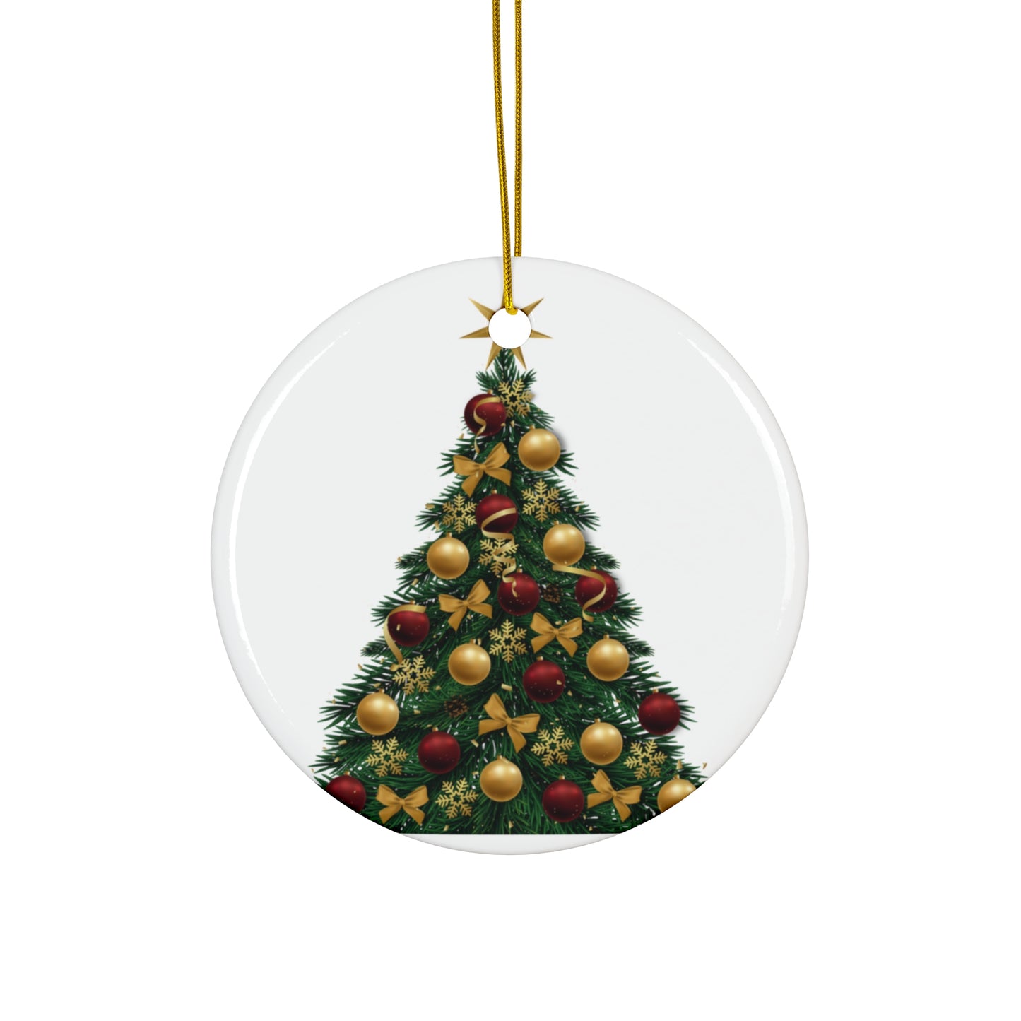 Ceramic Ornament - Festive Christmas Tree Bauble (Round, 4 Shapes)