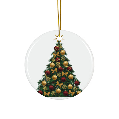 Ceramic Ornament - Festive Christmas Tree Bauble (Round, 4 Shapes)