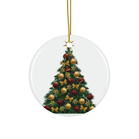 Ceramic Ornament - Festive Christmas Tree Bauble (Round, 4 Shapes)