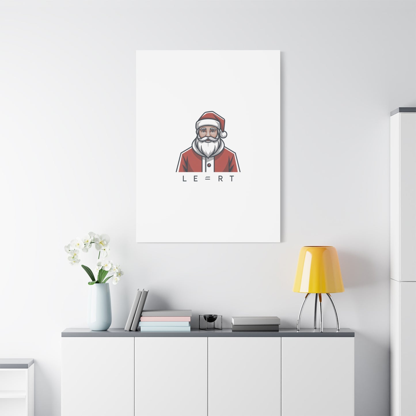 Minimal Santa Canvas, Modern Santa Graphic | Geometric Christmas Wall Art