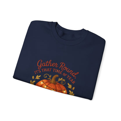 Autumn Pumpkin Crewneck Sweatshirt — "Gather Round, 'Tis That Time of Year"