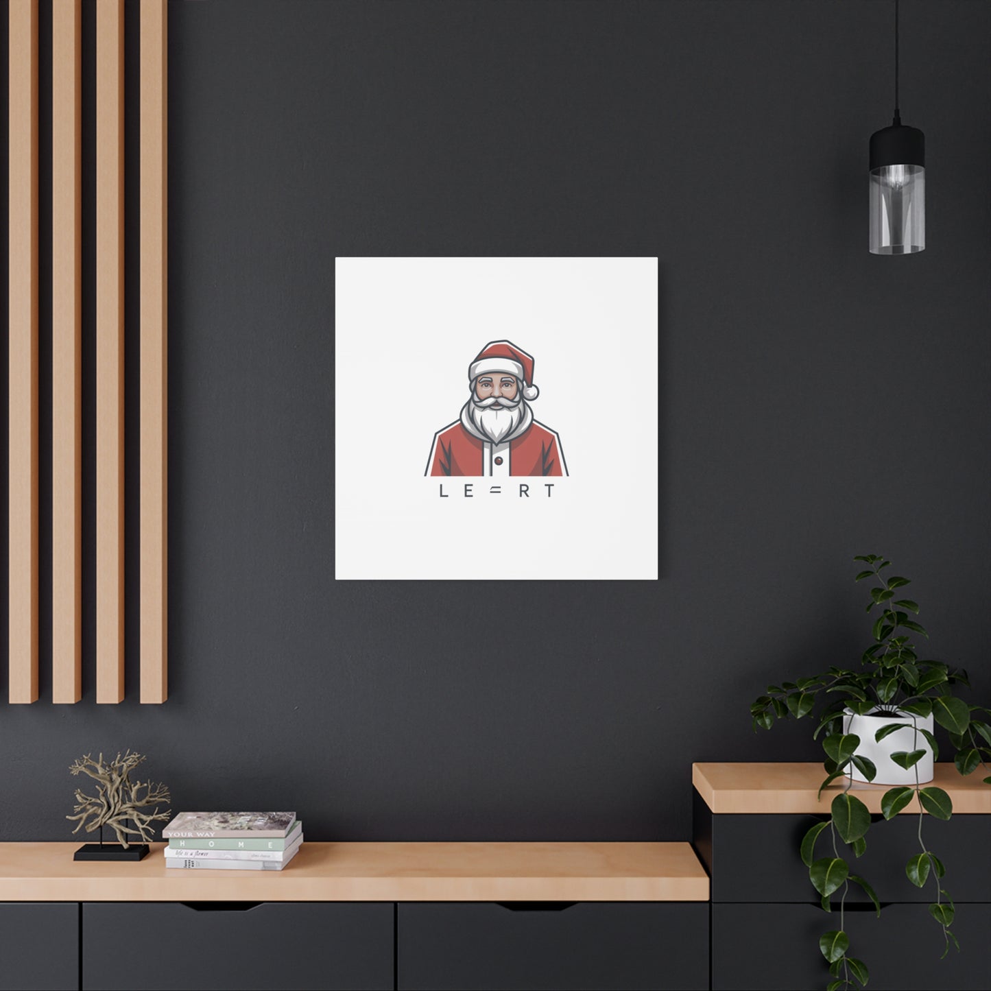 Minimal Santa Canvas, Modern Santa Graphic | Geometric Christmas Wall Art