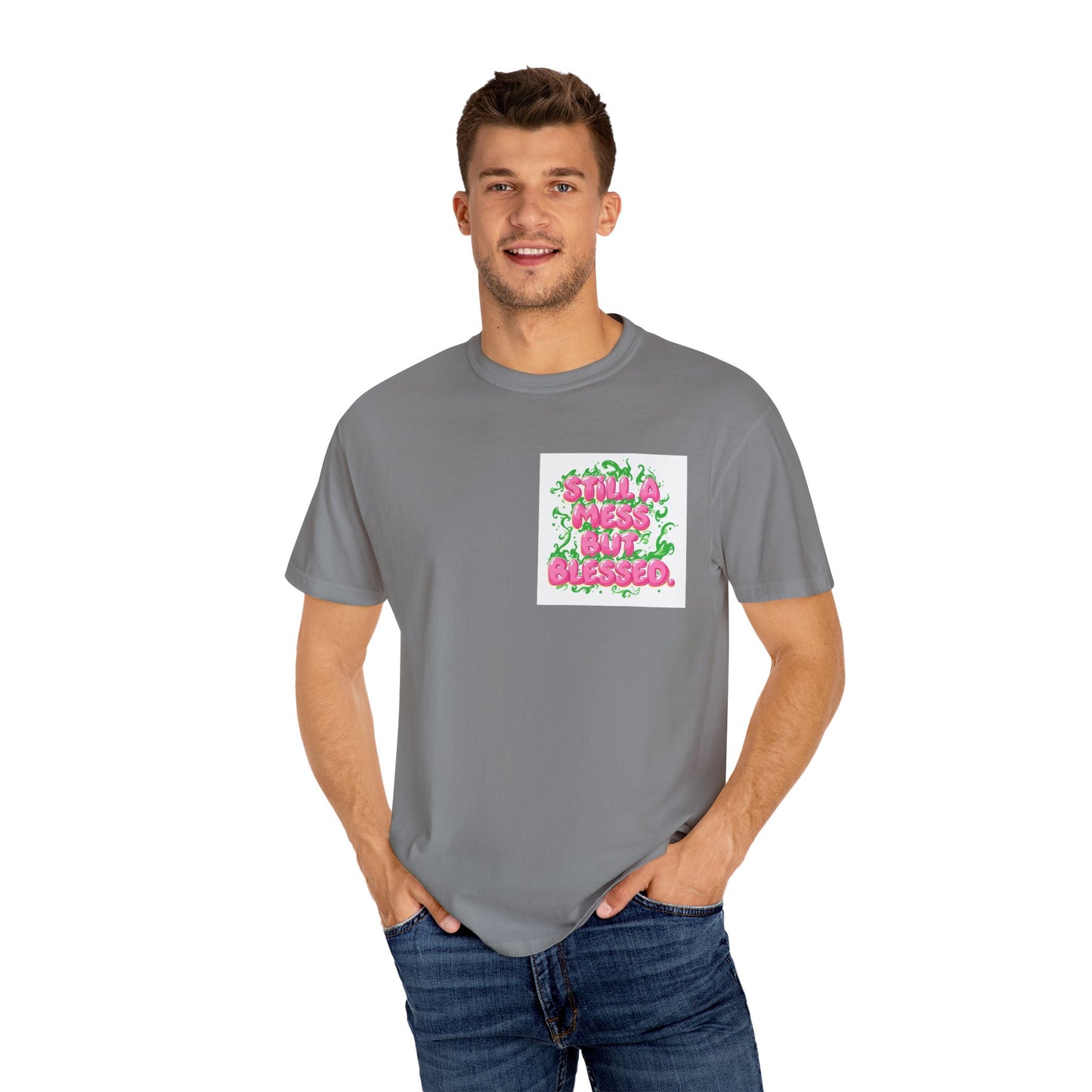 T-Shirt - 'Still A Mess But Blessed' Floral Graphic Tee