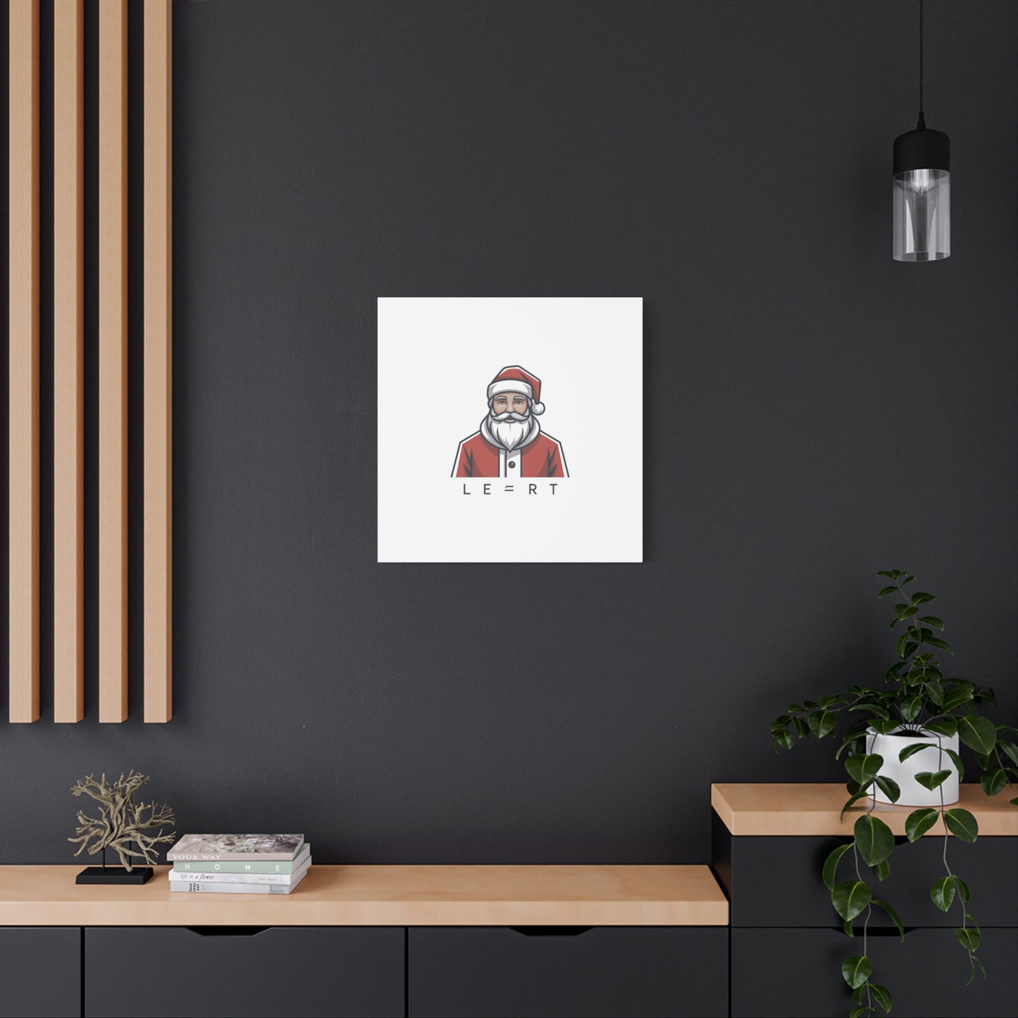 Minimal Santa Canvas, Modern Santa Graphic | Geometric Christmas Wall Art