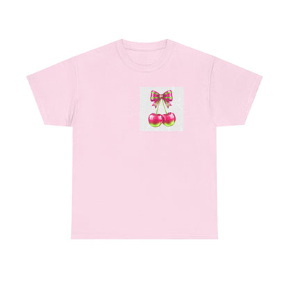 Cherry Bow T-Shirt — Cute Retro Fruit Graphic Tee