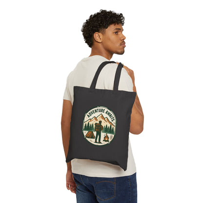 Adventure Awaits Tote Bag – Camping Canvas Shopper