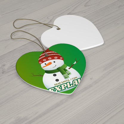 Star Ceramic Ornament – “Dear Santa, I Can Explain” Snowman Christmas Decoration