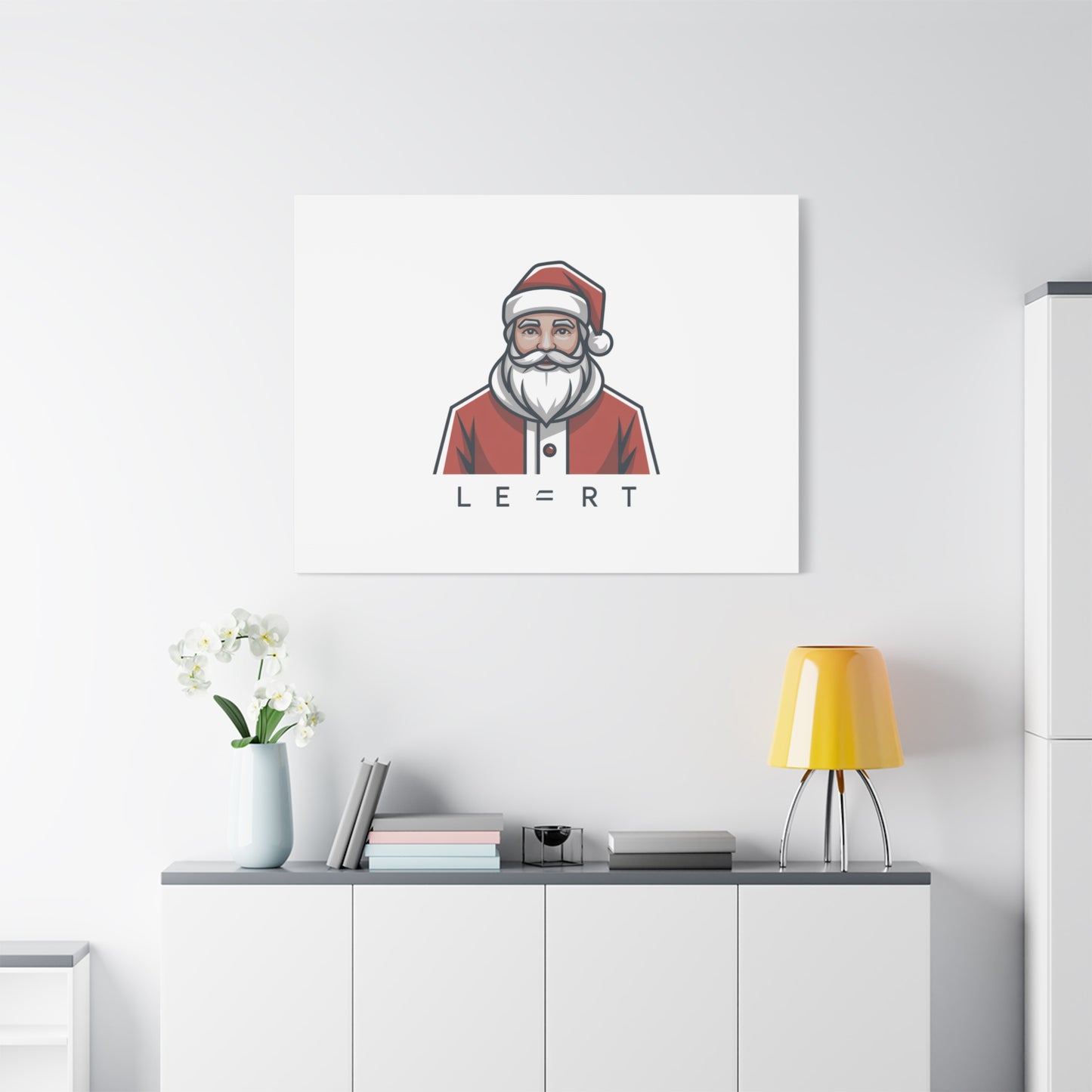 Minimal Santa Canvas, Modern Santa Graphic | Geometric Christmas Wall Art
