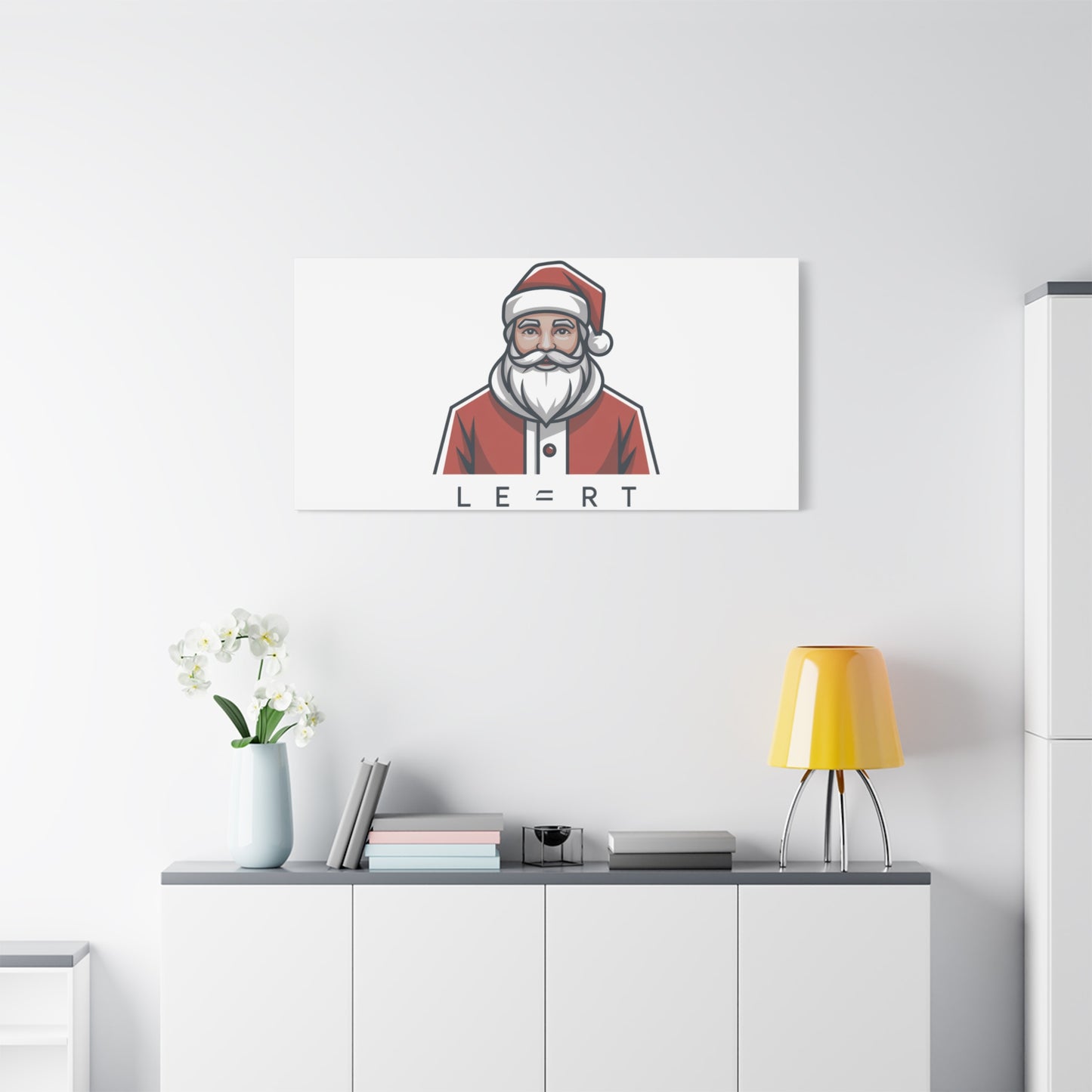 Minimal Santa Canvas, Modern Santa Graphic | Geometric Christmas Wall Art