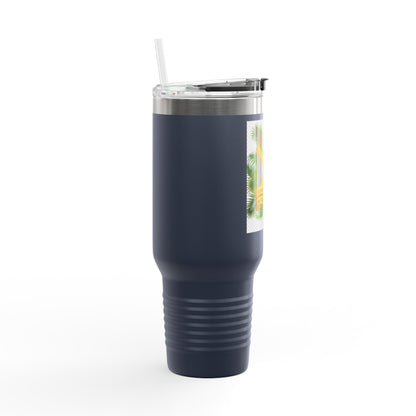 Jamaica Crest 40oz Insulated Travel Mug – Stainless Tumbler with Straw