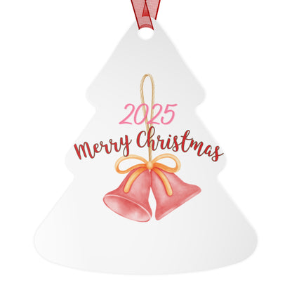 2025 Merry Christmas Bell Ornament — Snowman & Holiday Scene Metal Ornament