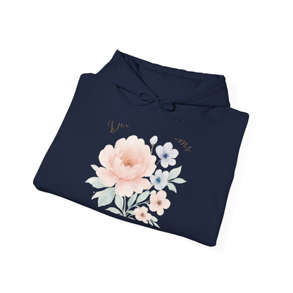 Floral 'You + Me' Hoodie — Soft Watercolor Flower Pullover