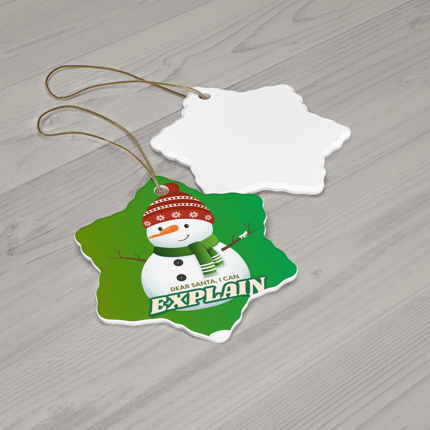 Star Ceramic Ornament – “Dear Santa, I Can Explain” Snowman Christmas Decoration