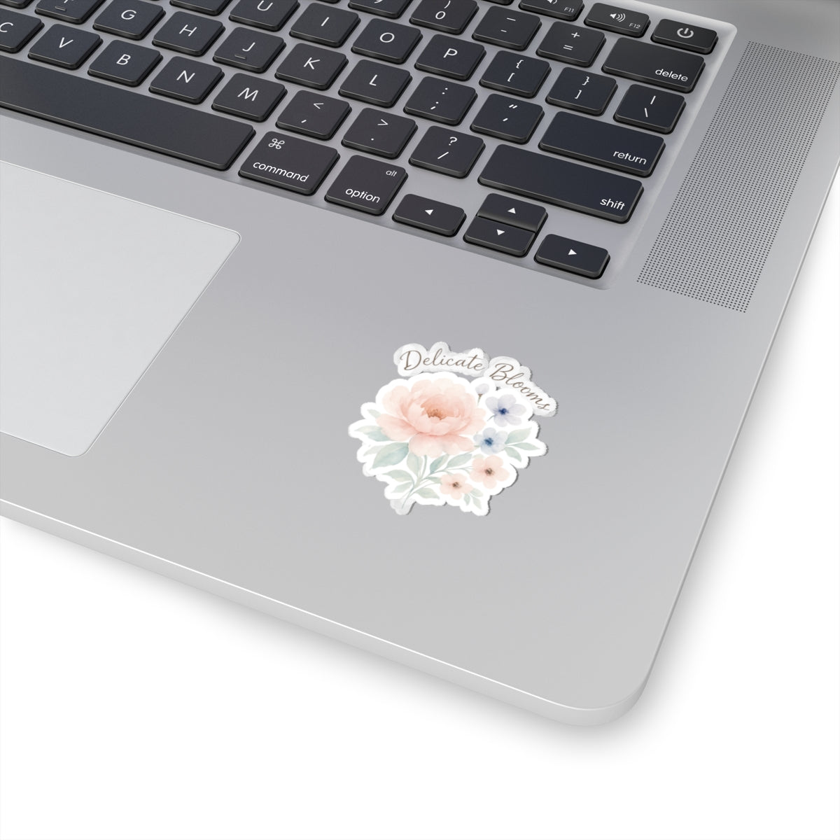 Delicate Blooms Floral Kiss-Cut Sticker — Pastel Peony Laptop Decal