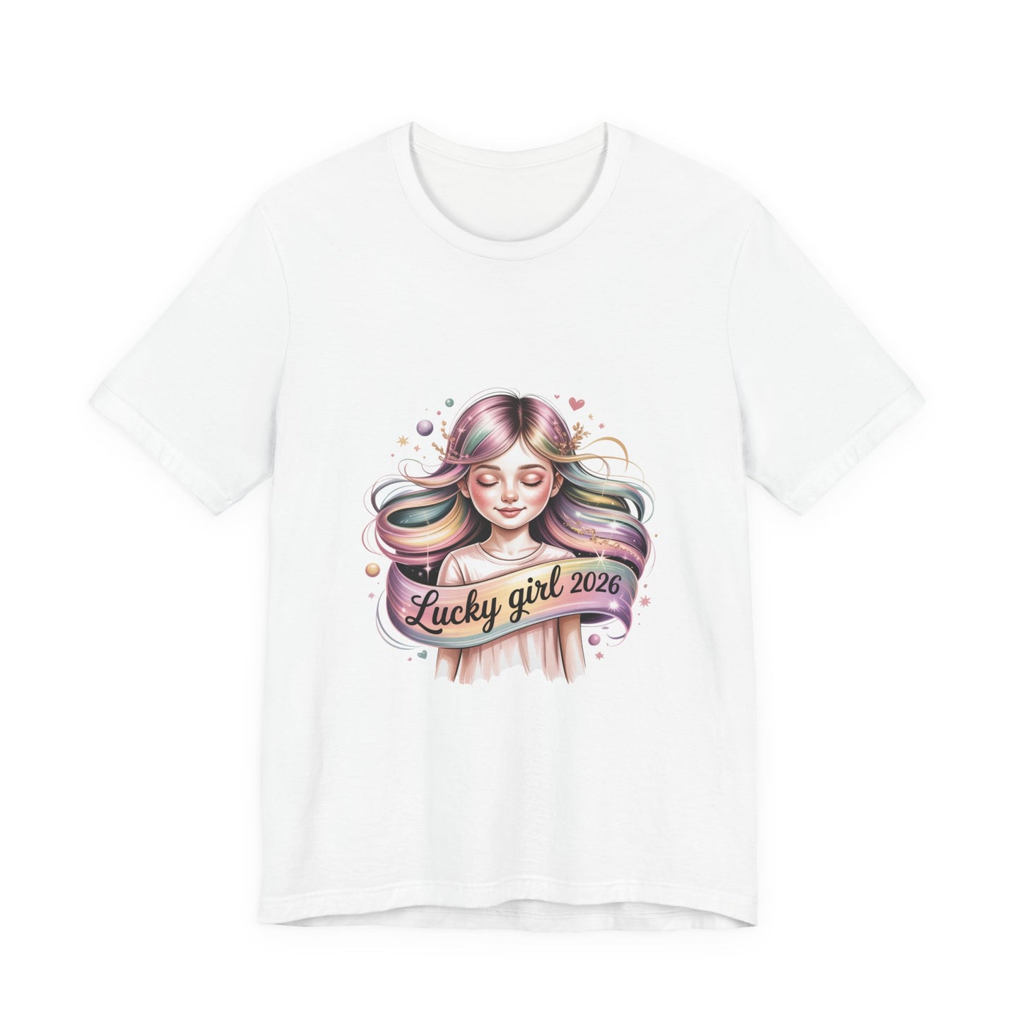 Lucky Girl 2026 mantra tee | Manifest Luck, angel number shirt