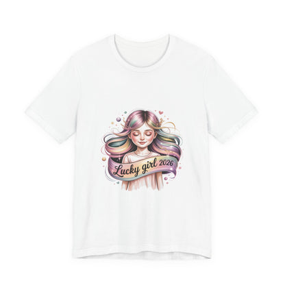 Lucky Girl 2026 mantra tee | Manifest Luck, angel number shirt